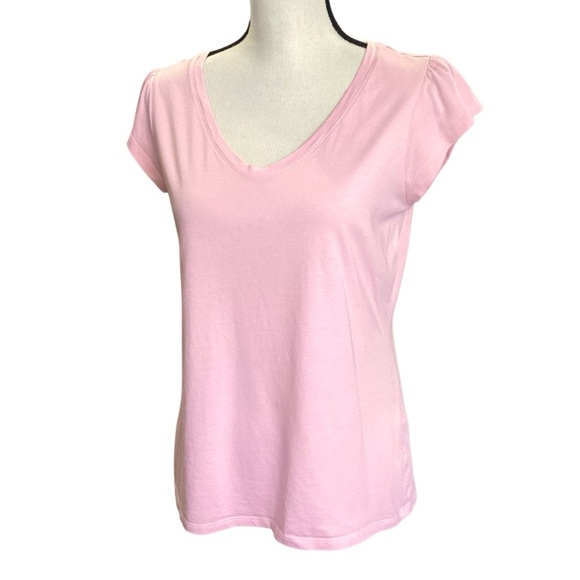 Boden Supersoft Flutter Short Sleeve V Neck T Shirt Pale Pink, Size 8 - Picture 1 of 9